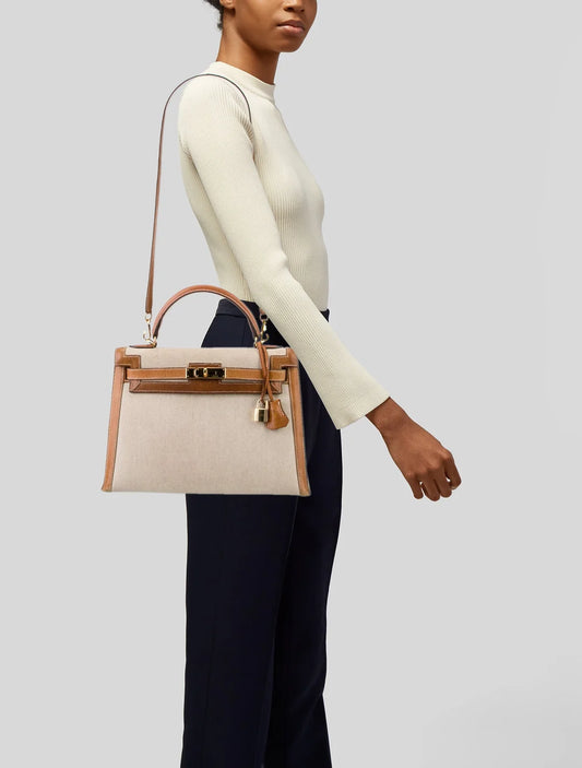 Hermès Kelly Canvas (Beige & Brown)
