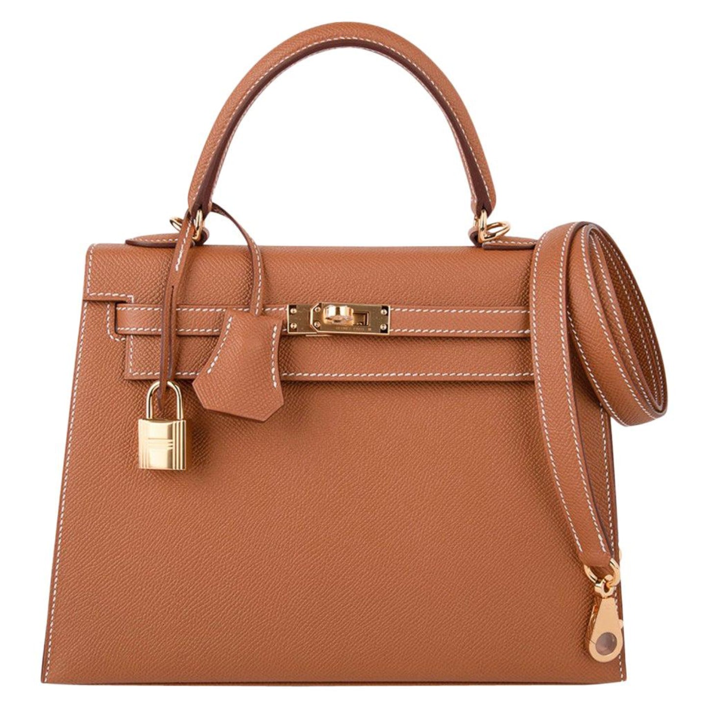 Hermès Kelly 25 Leather Handbag – Gold Brown