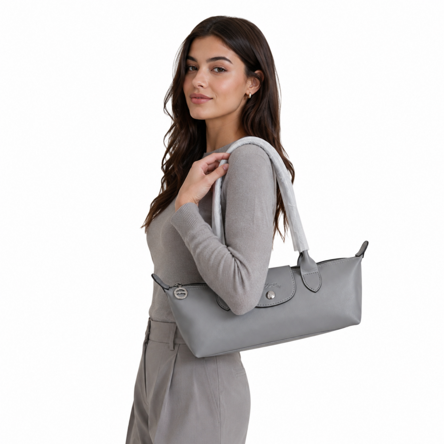 Longchamp Le Pliage Xtra Leather East-West Bag - Grey