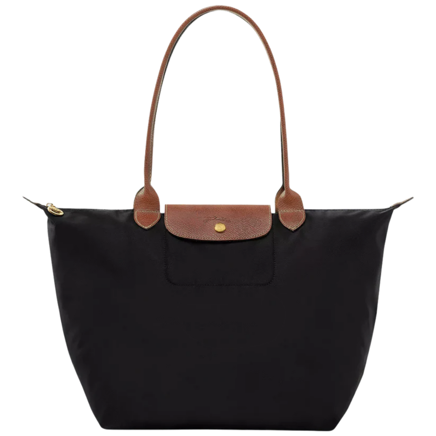 Longchamp Le Pliage Tote Bag - Black ( Brown Handles )