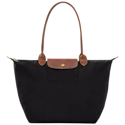 Longchamp Le Pliage Tote Bag - Black ( Brown Handles )