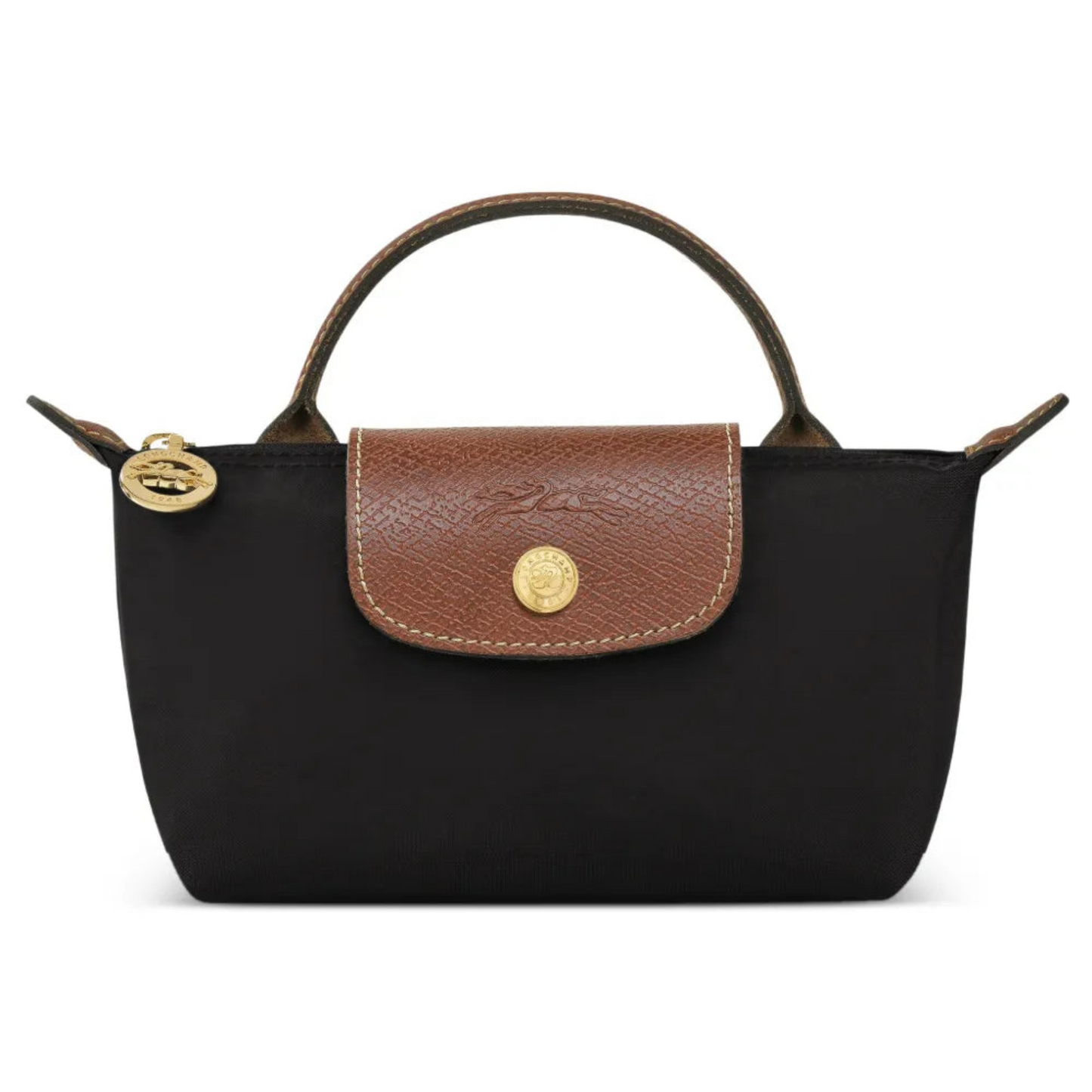 Mini Longchamp Bag - Black (Brown Handles)