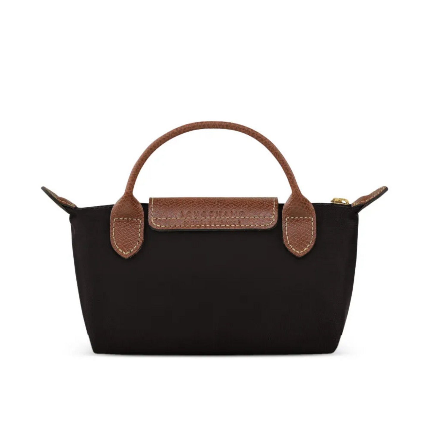 Mini Longchamp Bag - Black (Brown Handles)