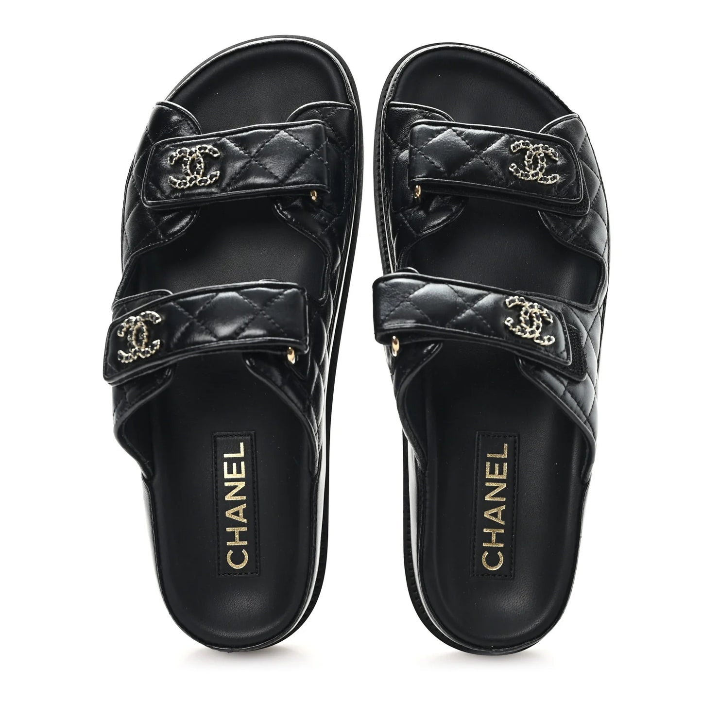 Chanel Quilted Double-Strap Sandals – Black