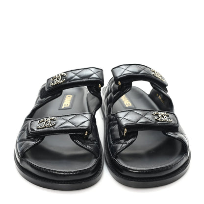 Chanel Quilted Double-Strap Sandals – Black