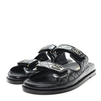 Chanel Quilted Double-Strap Sandals – Black