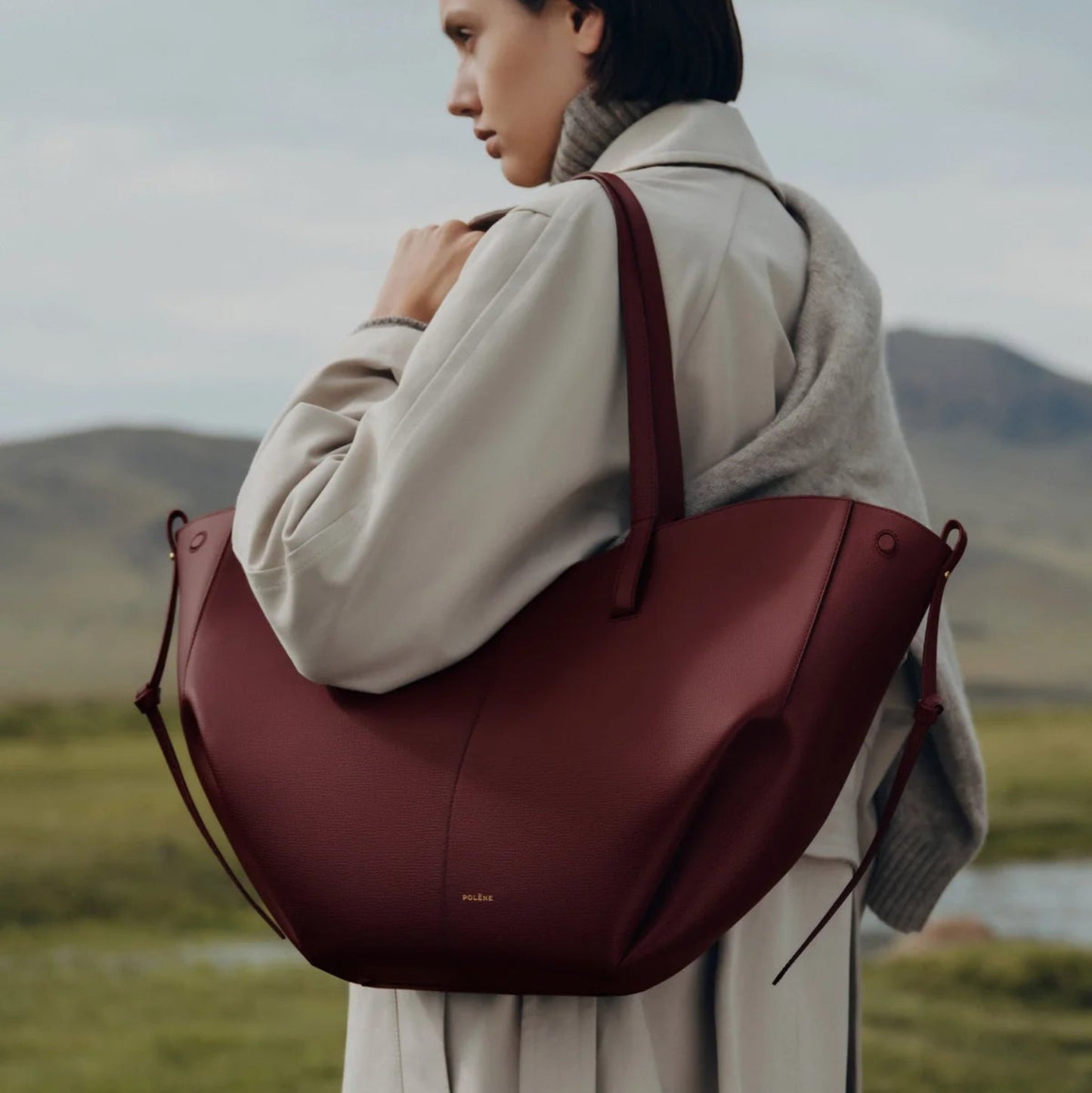 Polène Cyme Tote - Black Cherry
