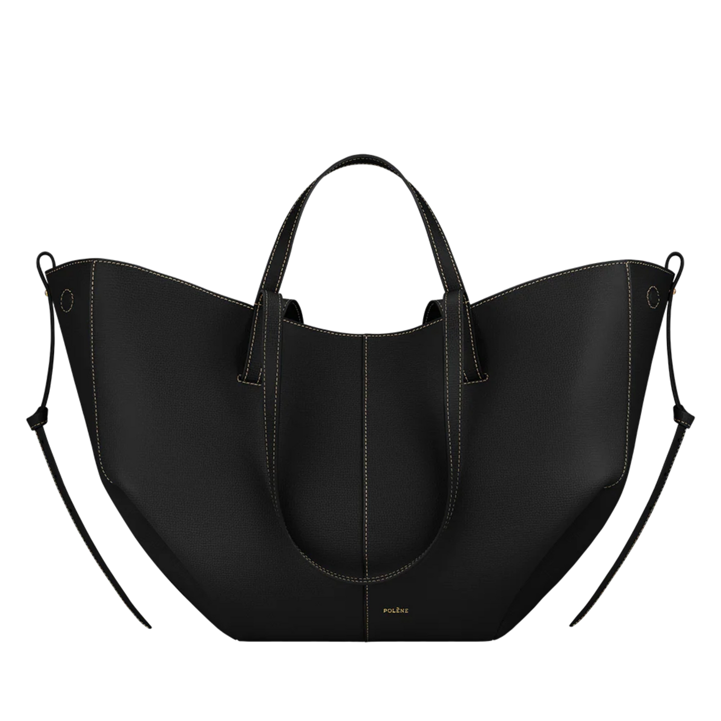 Polène Cyme Tote - Black (White stitching)