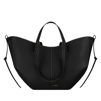 Polène Cyme Tote - Black (White stitching)