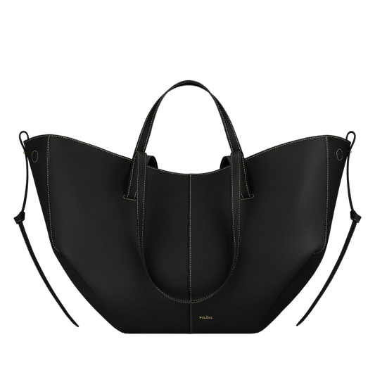 Polène Cyme Tote - Black (White stitching)